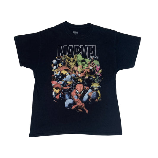 Vintage Y2K Marvel Comics super heroes black faded souvenir t-shirt size large