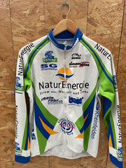 Vintage Sabine Cycling Jersey Long Sleeve Size M White Green Blue Nature Energie
