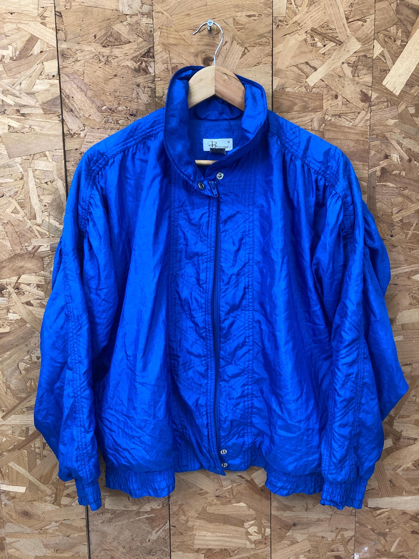 Vintage 80s blue shell track ski jacket windbreaker size medium by Bocoo