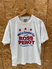 Vintage Ross Perot President '92 T-Shirt XL White Graphic Tee 1990s