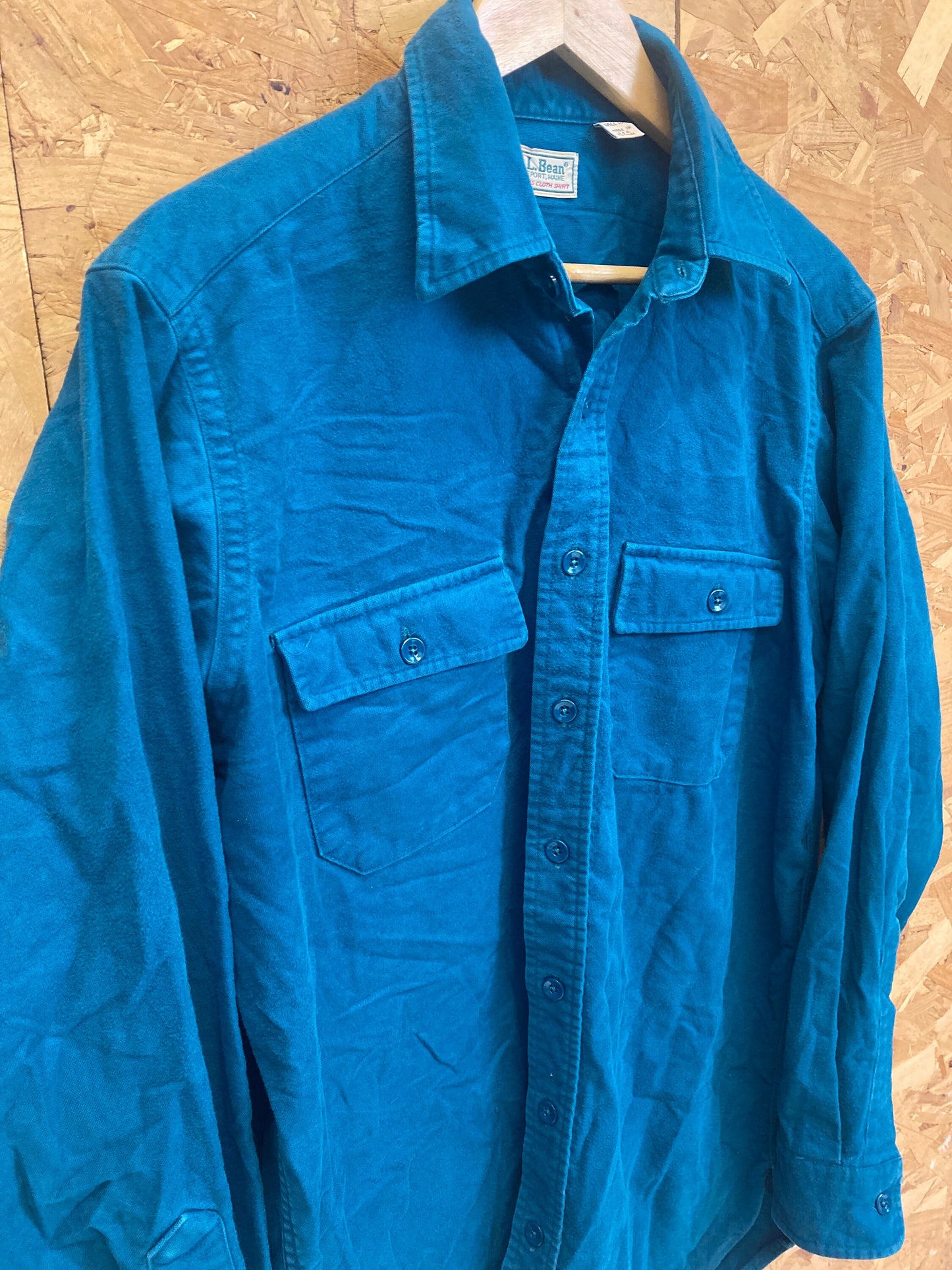 Vintage LL Bean turquoise soft chamois brushed cotton western hunting outerwear shirt oversized larg