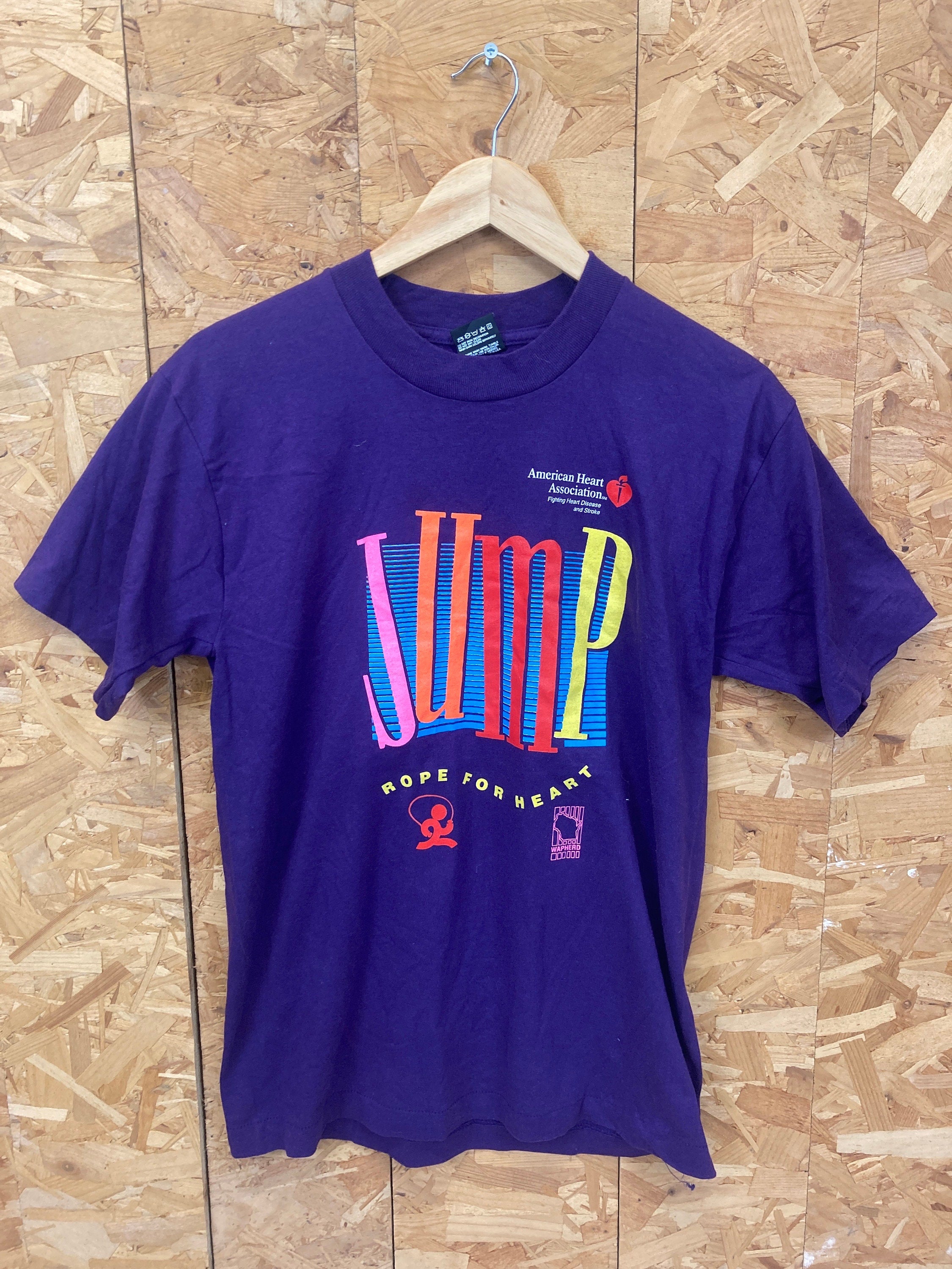Vintage 90s Jump hope for heart  USA marathon souvenir quirky purple single stitch t-shirt size medi