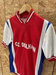 Vintage 80s C.C. Dolhain Cycling Jersey Shirt Red White Blue Size L