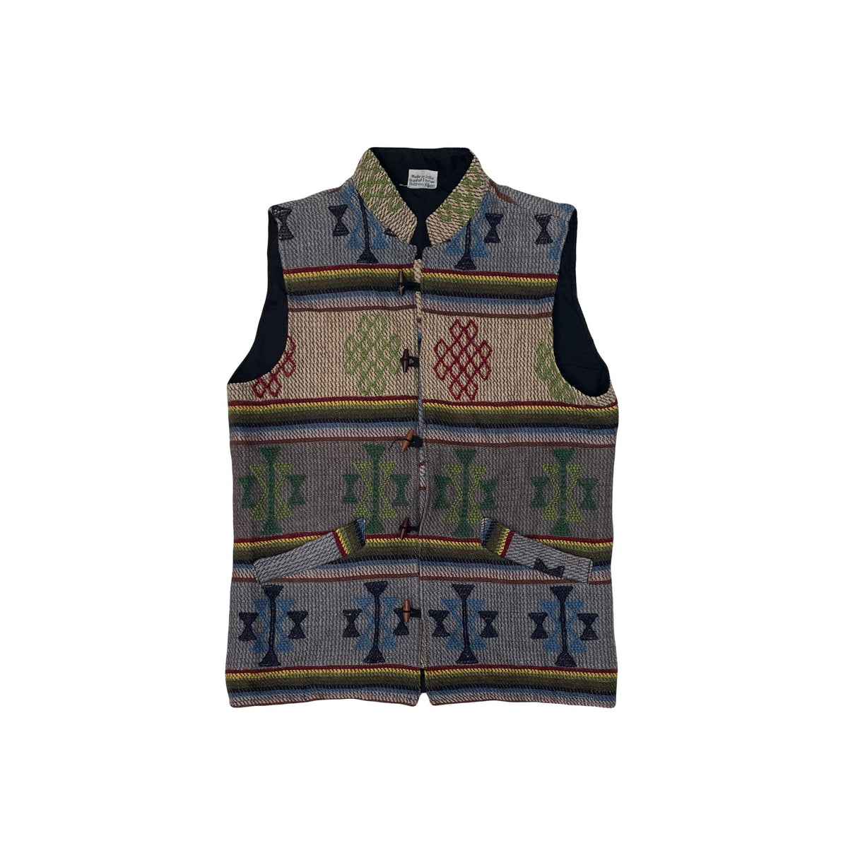 Vintage Handicrafts Geometric Boho Pattern Woven Vest Men's Size M