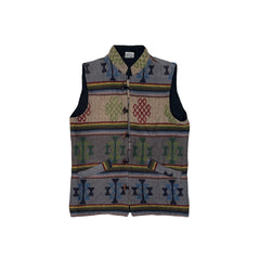 Vintage Handicrafts Geometric Boho Pattern Woven Vest Men's Size M