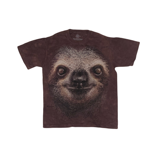 Vintage 90s The Mountain USA brown tie dye cute sloth face t-shirt size small