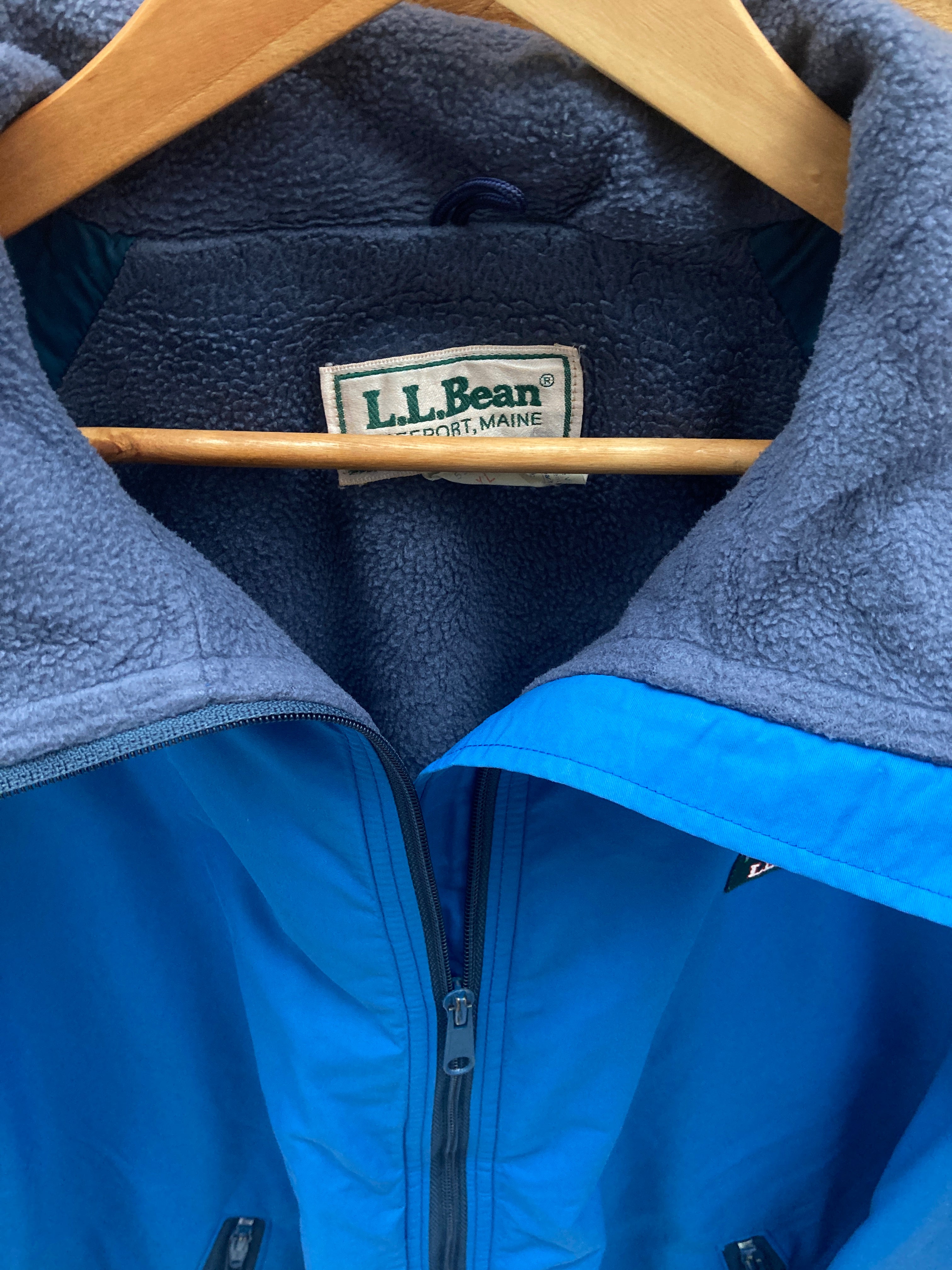 Vintage 90s blue grey LL Bean fleece lined heavy shell winter jacket size XL
