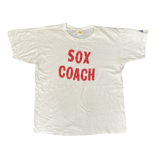 Vintage 70s Joy League Champs Sox Coach white single stitch  t-shirt size XL