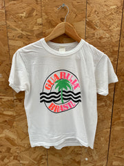 Vintage 90s Guarujá Brasil Palm Tree Graphic T-Shirt White Size S
