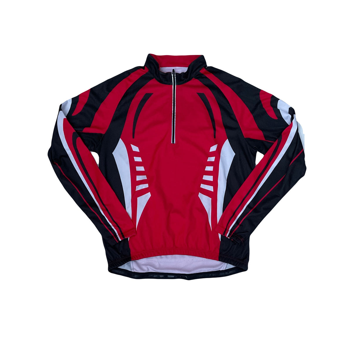 Crane Cycling Jersey Men's XL Red Black White 1/4 Zip Long Sleeve Athletic