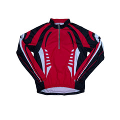 Crane Cycling Jersey Men's XL Red Black White 1/4 Zip Long Sleeve Athletic