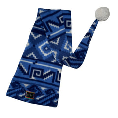 Vintage Next Blue Geometric Crazy Fleece Ski Winter Sport Hat with Pom Pom