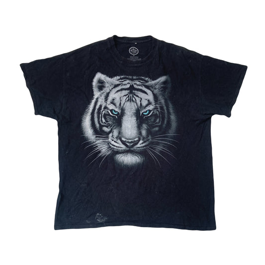 Vintage Y2K black & white tiger face print t-shirt size XL by DOM