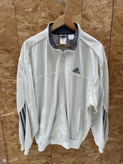 Vintage Adidas Track Jacket Cream Full Zip Athletic 3-Stripes Men's M