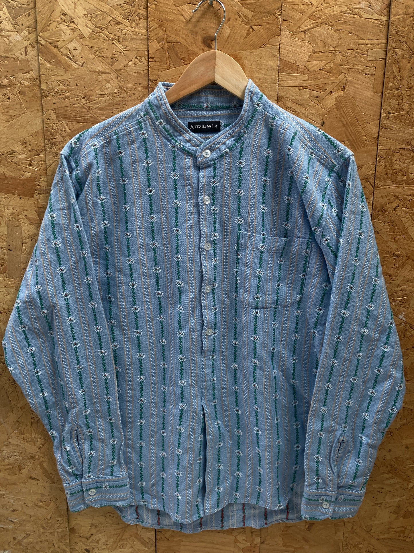 Vintage 90s blue green striped long sleeve tunic shirt size medium by Atrium