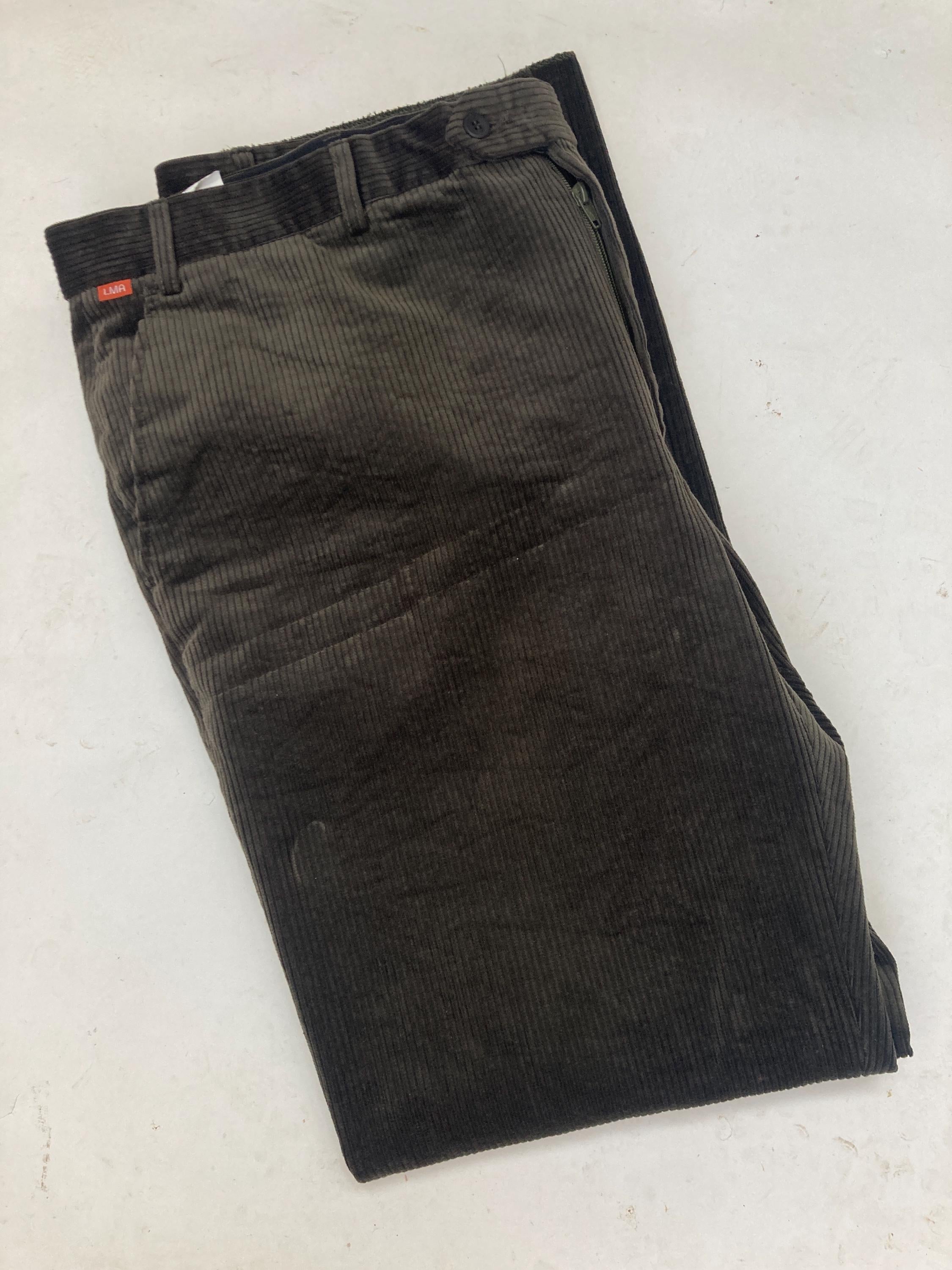 Vintage dark muted green jumbo relaxed oversized corduroy trousers W42 L35 by LMA