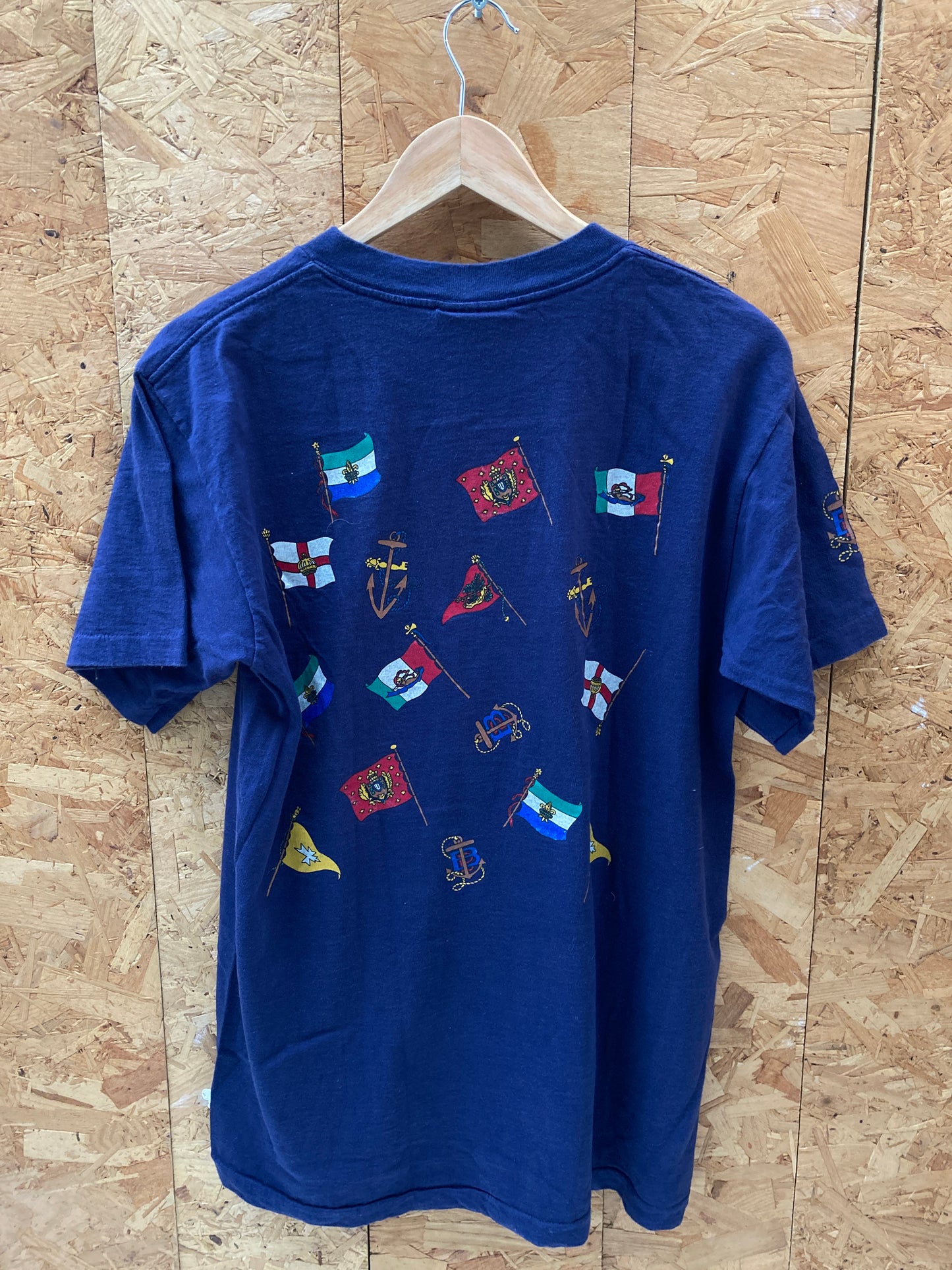 Vintage 90s nautical flags navy blue single stitch souvenir t-shirt size large