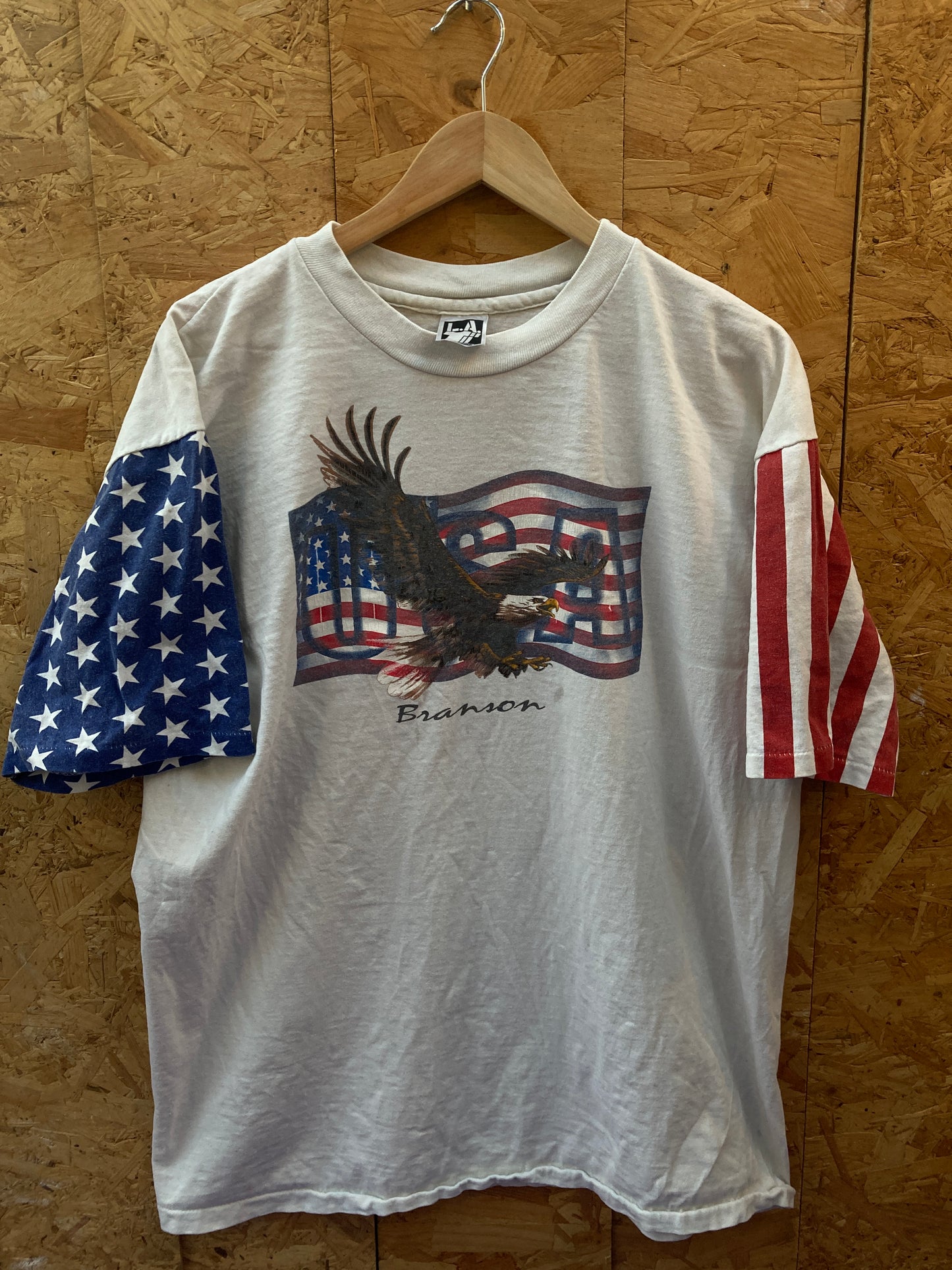 Vintage 90s Stars & Stripes flag eagle Branson USA single stitch t-shirt size XL