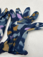Vintage Unisex Crazy Fleece Gloves Geometric Print Size XL