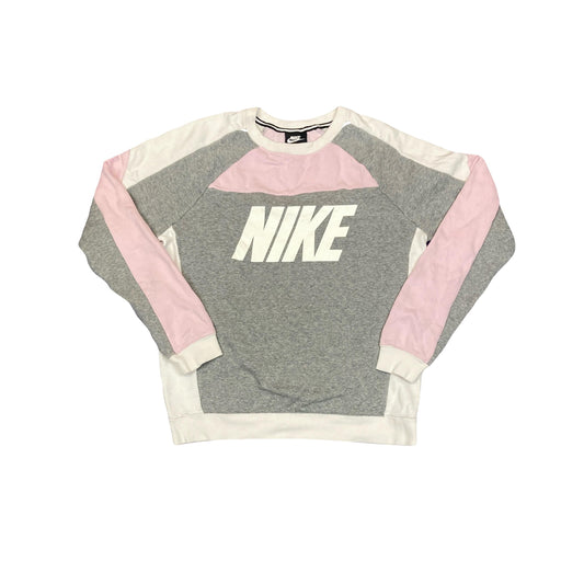 Vintage Y2K Nike grey white baby pink spell out crew neck sweater size medium