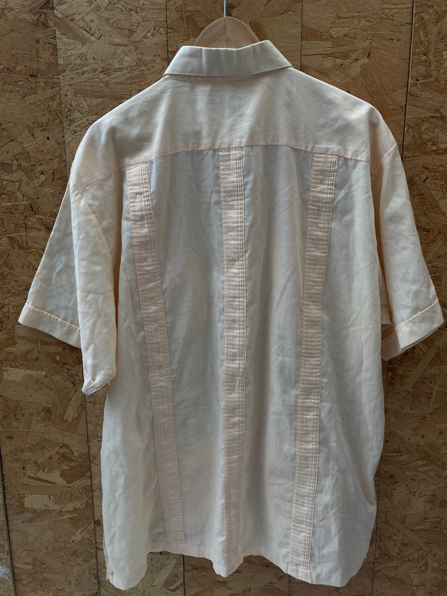 Vintage 90s magnolia light beige Guayabera mexican style shirt size XL