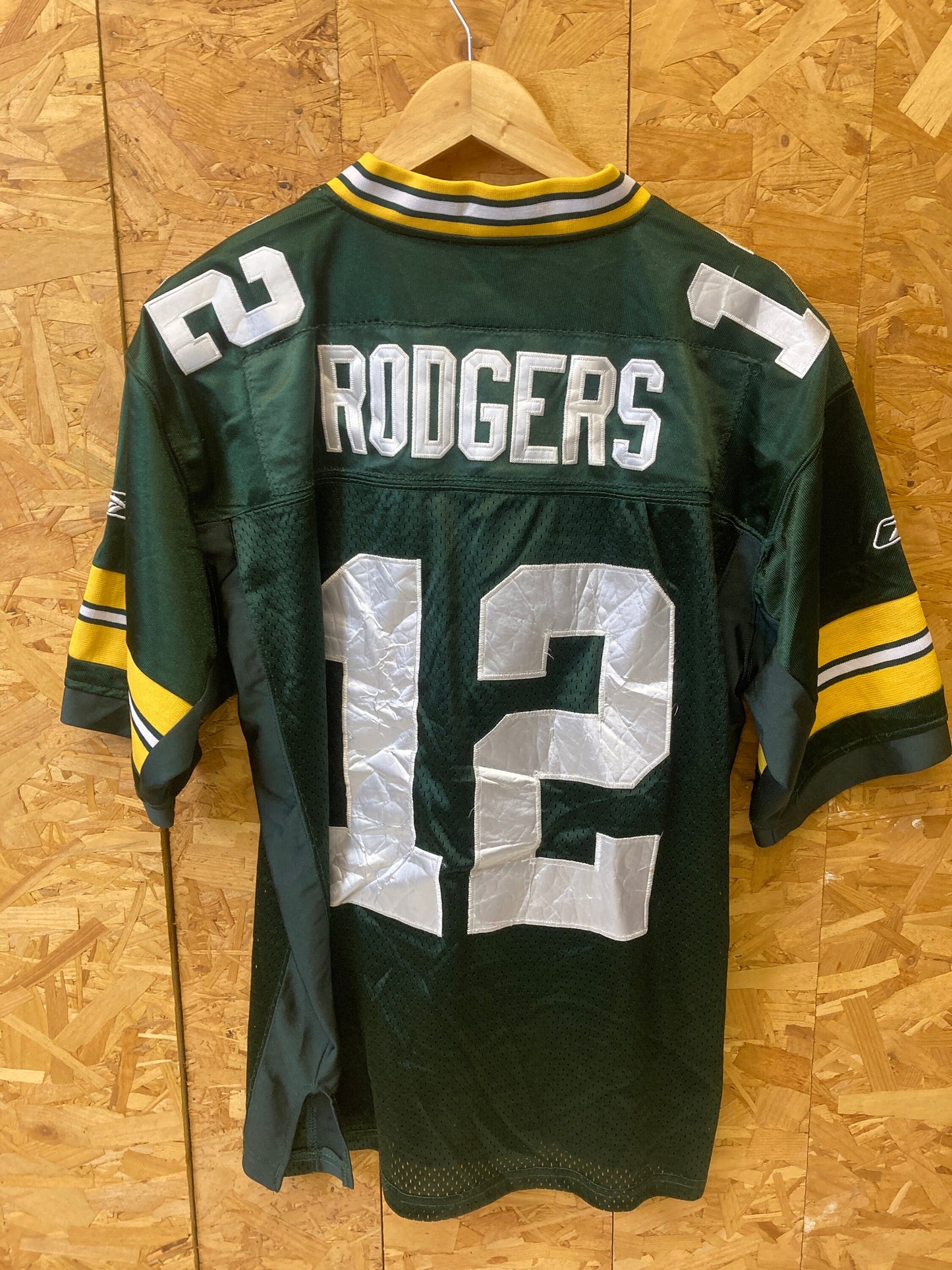 Vintage USA NFL Green Bay packers Aaron Rodgers 12 player jersey green yellow white size 48 by Reebo