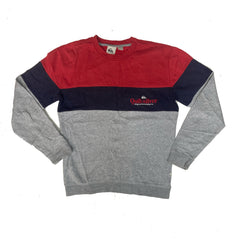 Vintage 90s grey blue red Quiksilver embroidered logo crew neck sweater size S