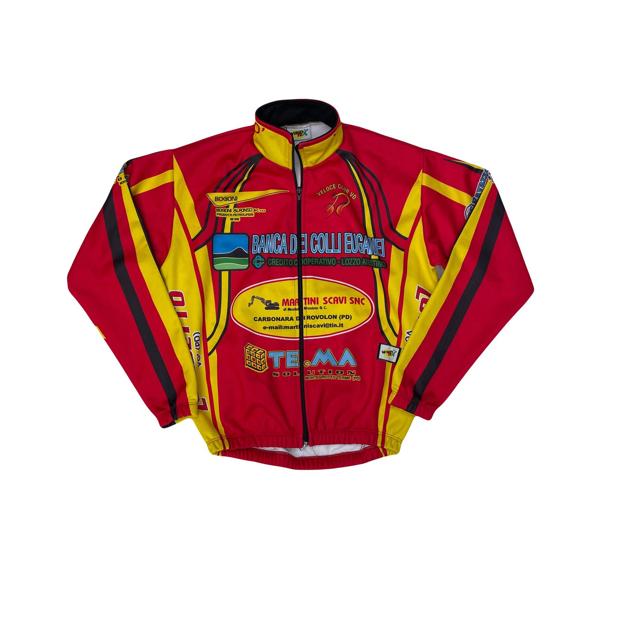 Windtex Veloce Club Cycling Jersey Red Yellow Long Sleeve Full Zip Men's M