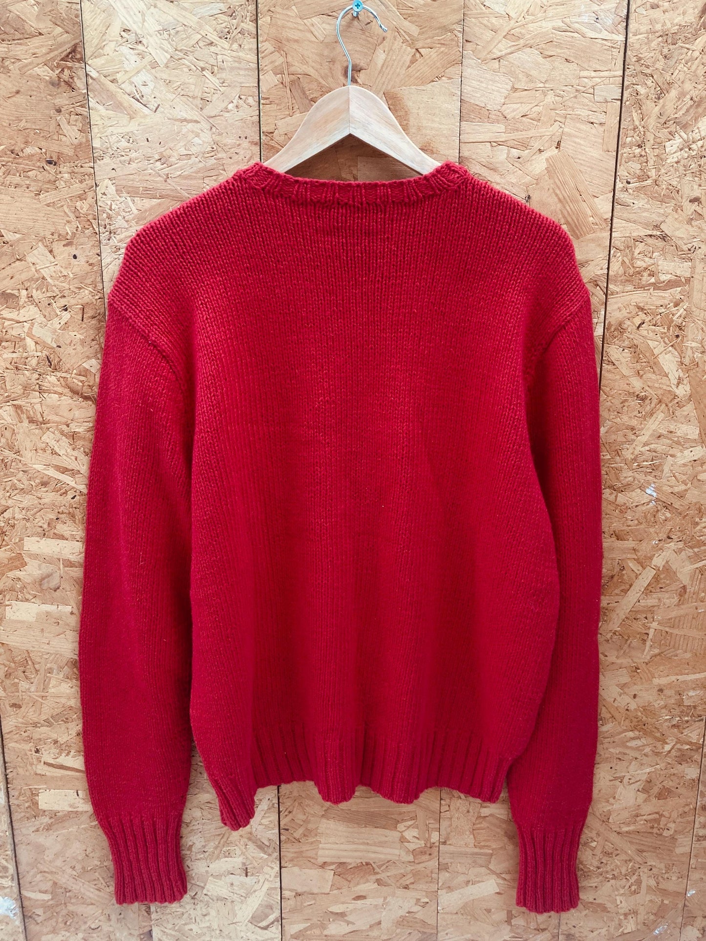 Vintage 2001 rare collectable Polo Ralph Lauren “Executive Bear” red hand-knit crew neck sweater jum