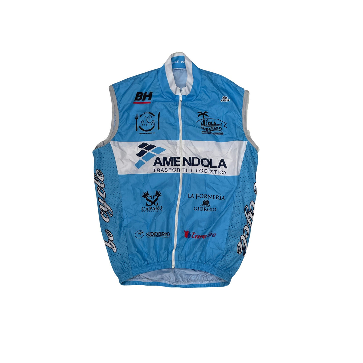 Custom Cycling Vest Blue White Amendola Italia Mens Size M Lightweight