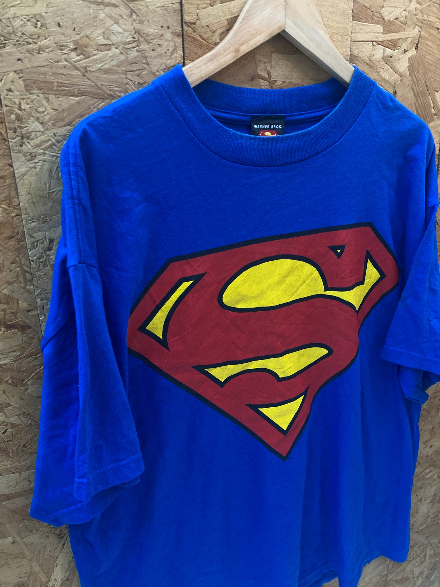 Vintage Y2K blue Superman S logo t-shirt size XL by DC Comics