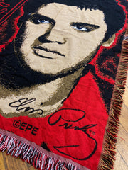 Vintage Elvis Presley Woven Throw Blanket Red Black 50" x 60" Northwest
