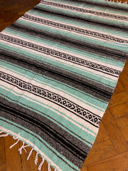 Serape Blanket Baja Style Southwest Stripe Fringe Throw Beach Yoga Blanket