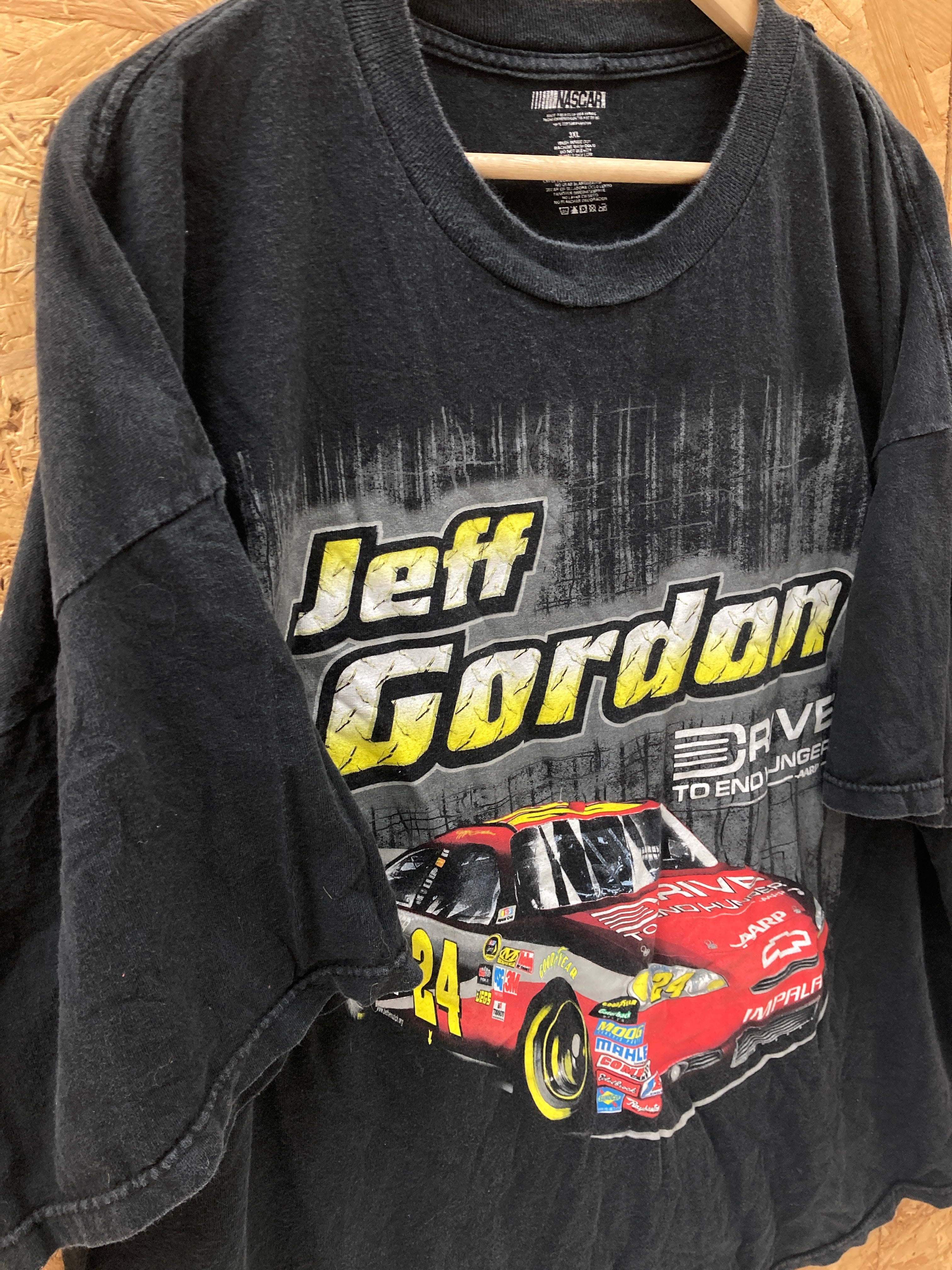 Vintage Y2K Jeff Gordon Chevy Impala NASCAR double print black t-shirt size XXXL