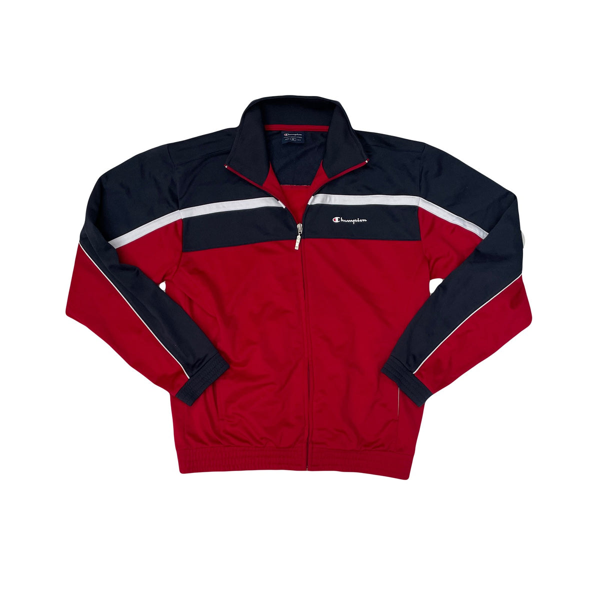Champion Track Jacket Red Navy White Athletic Full Zip Mens Size M
