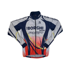 Vintage Giordana Borchi Racing Cycling Jersey L Blue White Red Long Sleeve