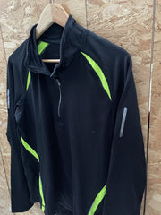 Athletic Pullover 1/4 Zip Black Neon Running Jacket Men's M