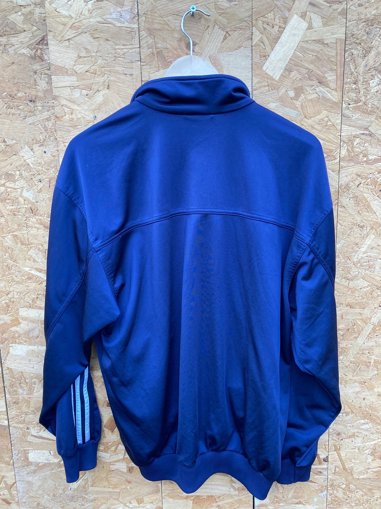 Vintage Y2K Adidas zip track top navy blue with white stripes size large 38/40