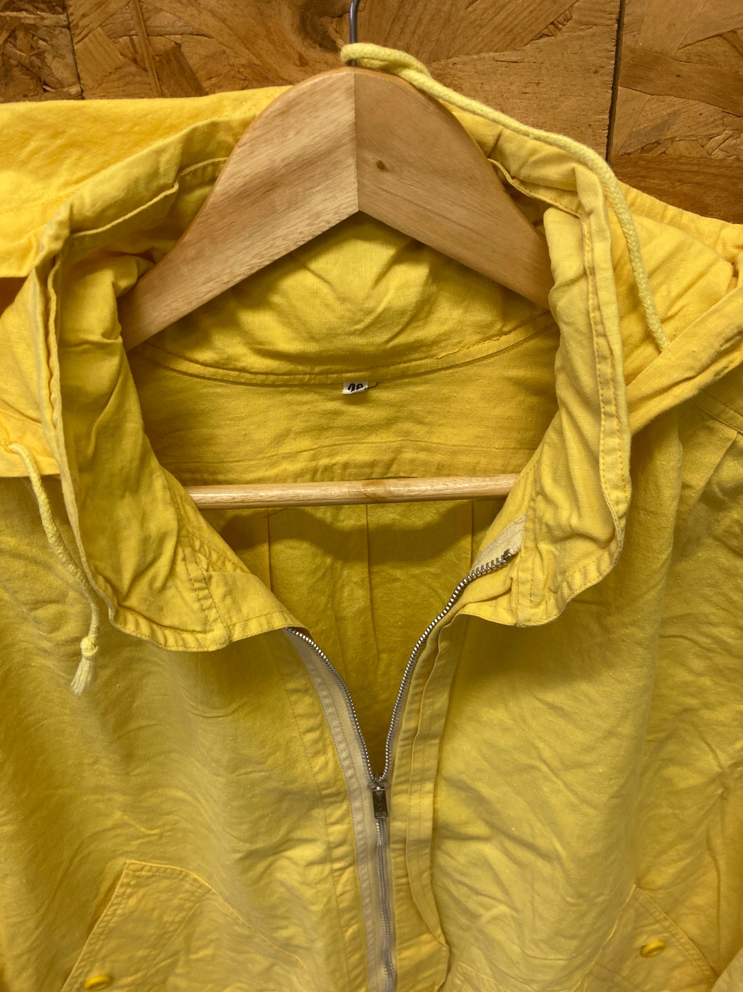 Vintage 80s bright yellow nautical style linen cotton canvas light summer day jacket size medium