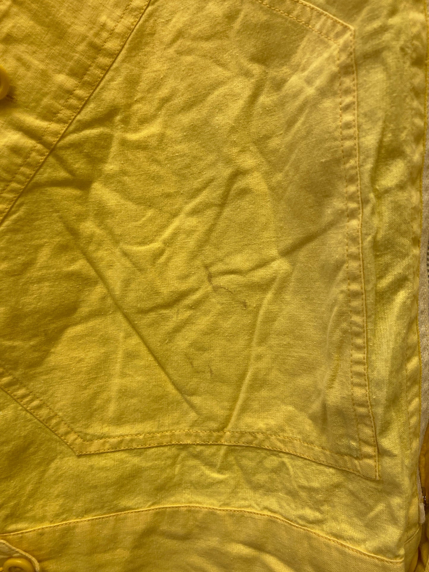 Vintage 80s bright yellow nautical style linen cotton canvas light summer day jacket size medium