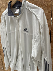 Vintage Adidas Track Jacket Cream Full Zip Athletic 3-Stripes Men's M