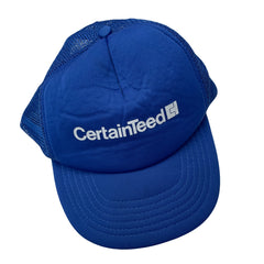 Vintage 80s CertainTeed Trucker Hat Blue Mesh Snapback Baseball Cap Adult Size