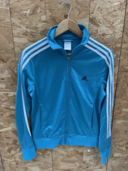 Adidas Track Jacket Teal Blue White Stripes Full Zip Women's Size S