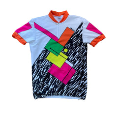 Santini Vintage Retro Cycling Jersey XL Geometric Abstract Print Short Sleeve