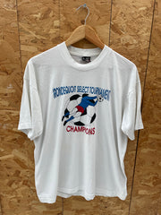 Vintage 90s Single Stitch Soccer Champions T-Shirt White Size XL Graphic Tee