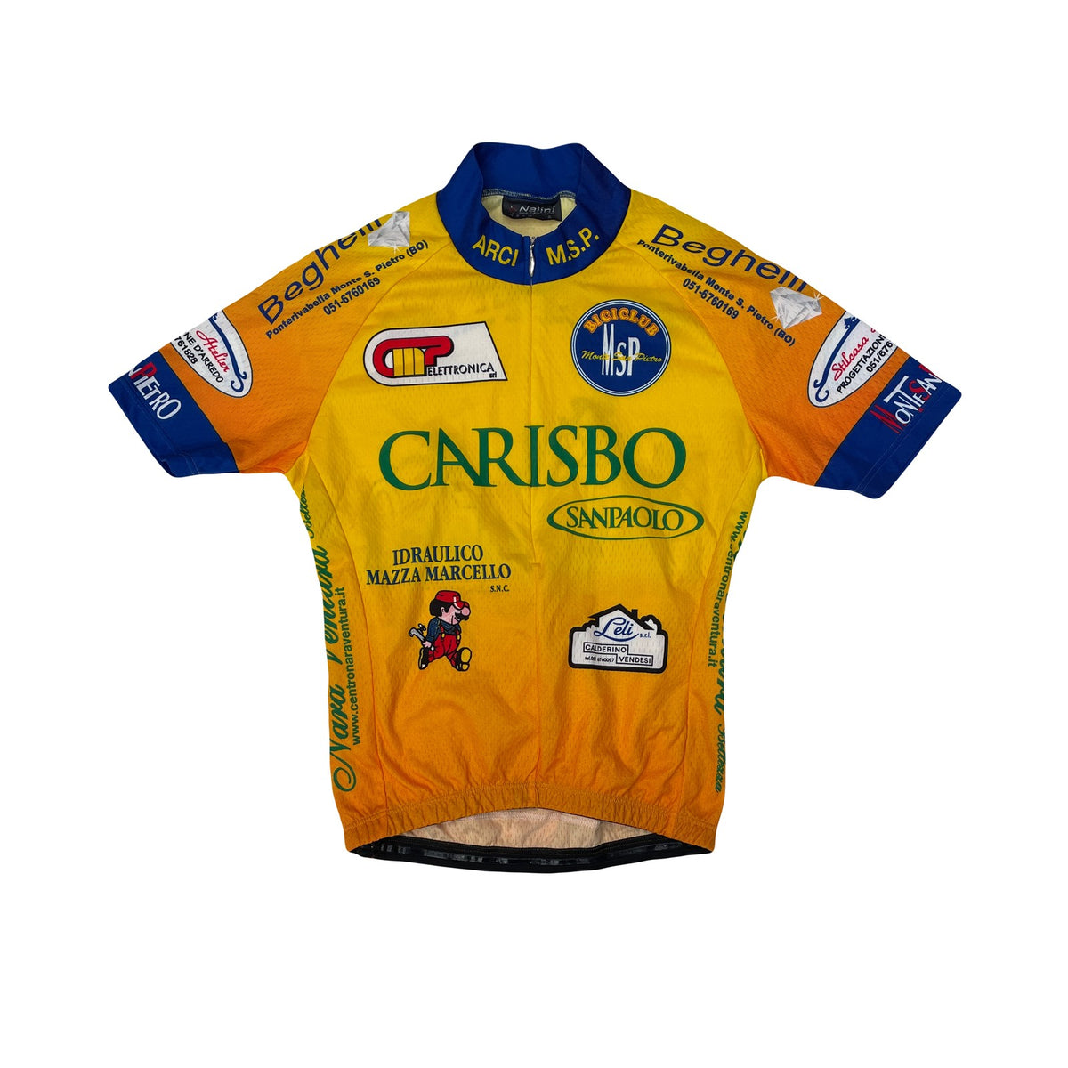 Nalini Cycling Jersey "Carisbo" Yellow Blue Orange Short Sleeve Size S