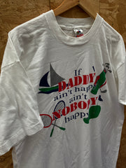 Vintage 90s white funny quote single stitch t-shirt size XL by Fruit of the loom