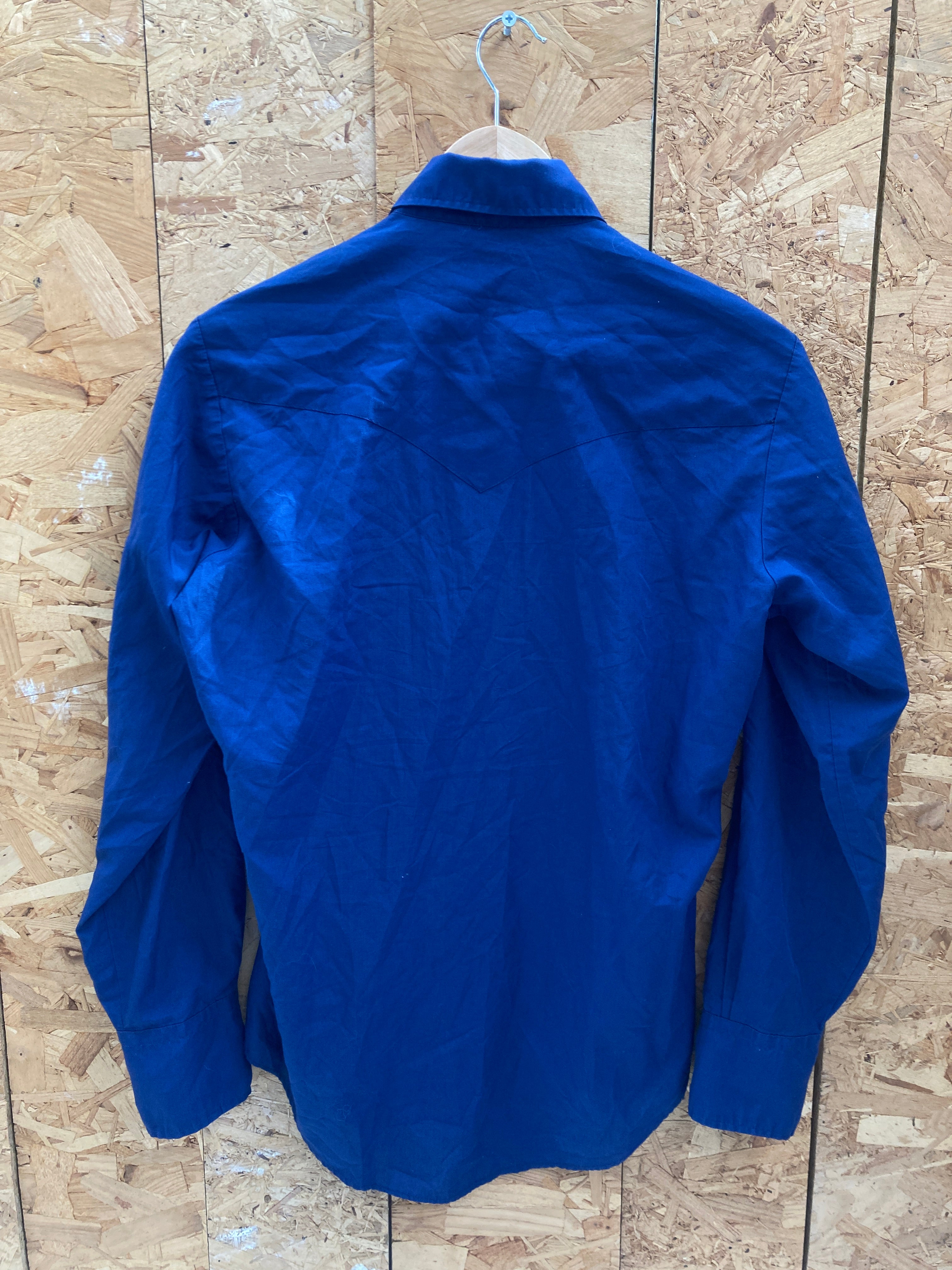 Vintage 90s blue embroidered flowers western cowboy ranch shirt size small