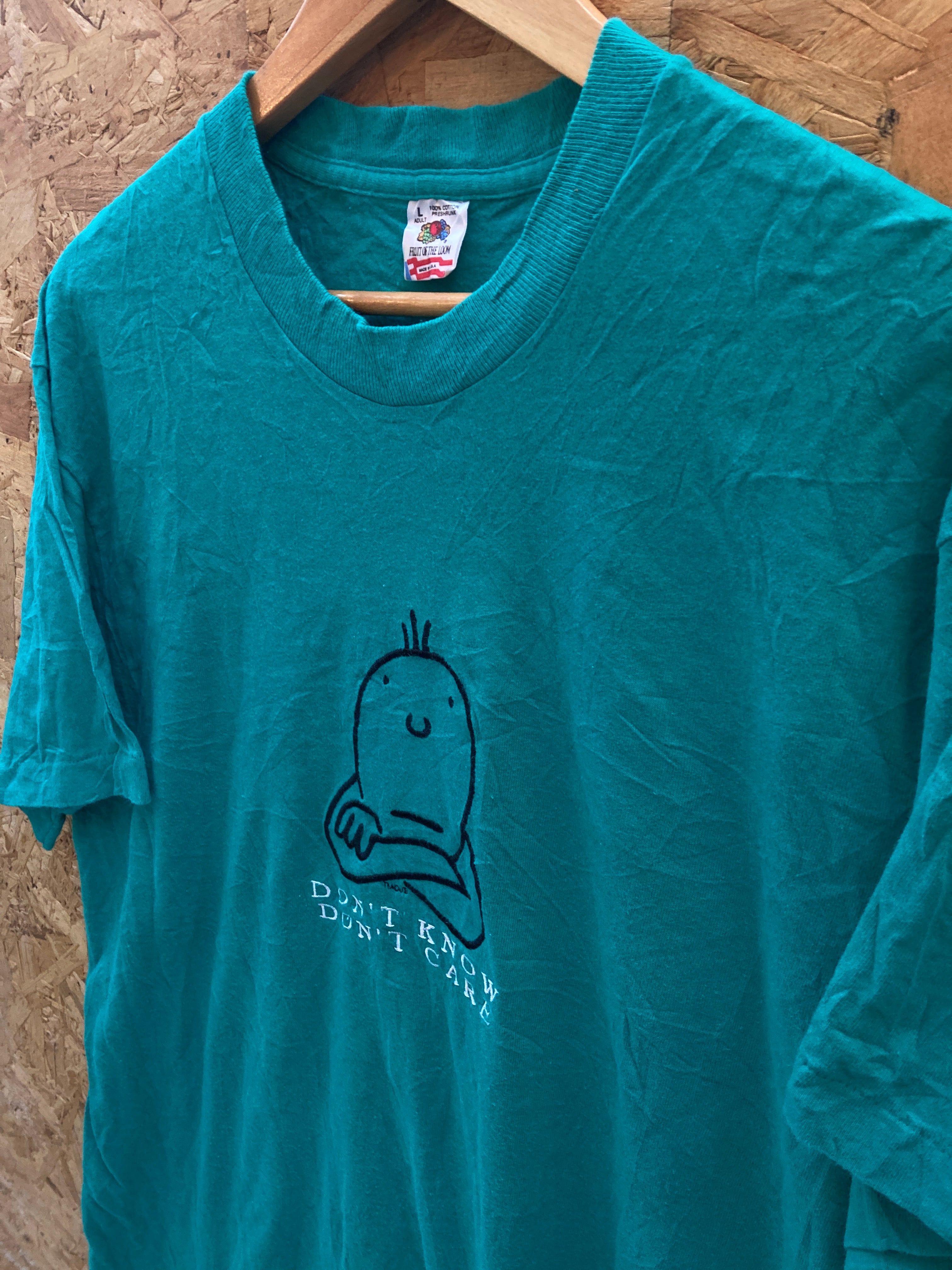 Vintage 90s Don't know Don't care embroidered single stitch t-shirt size large