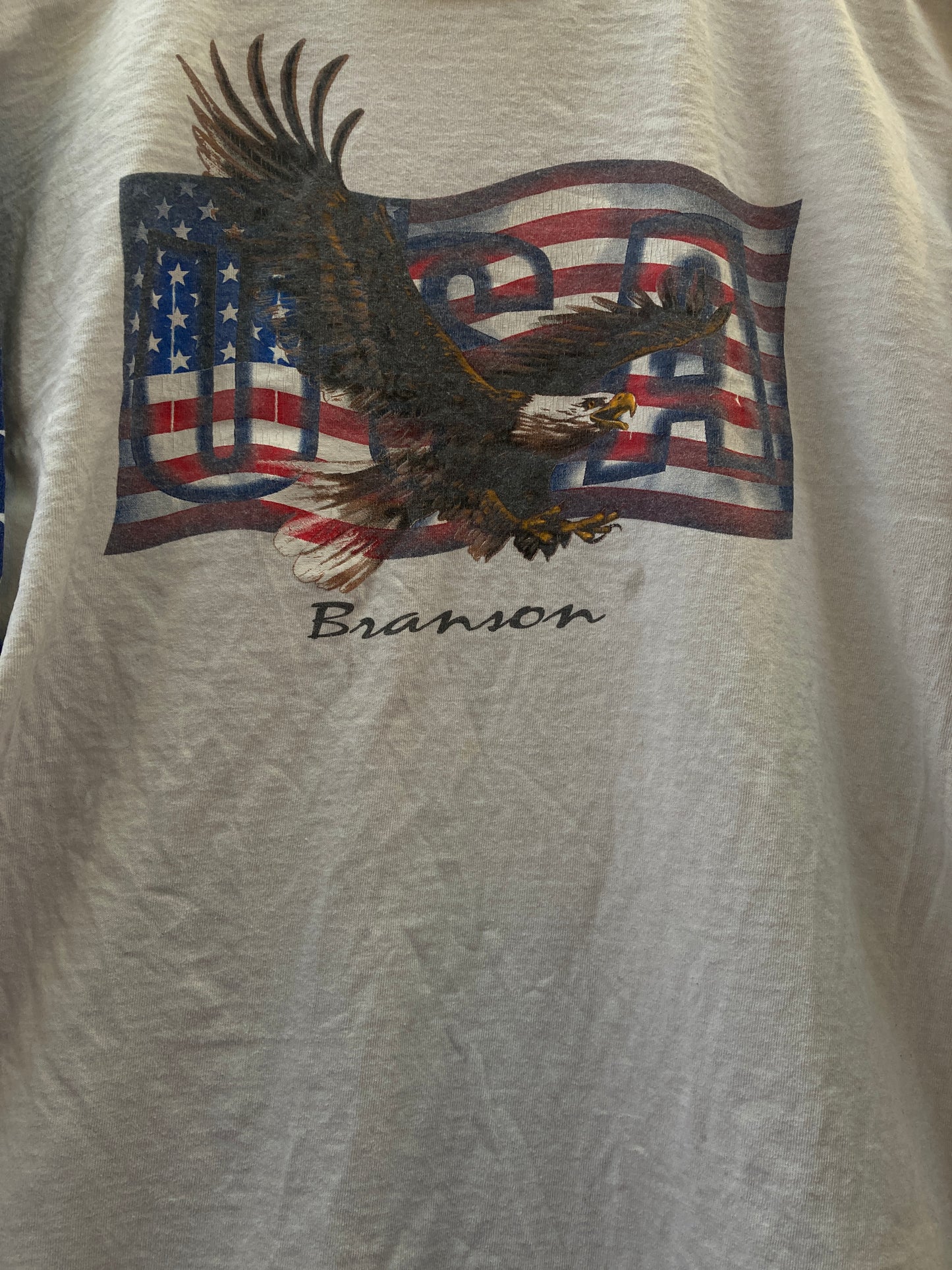 Vintage 90s Stars & Stripes flag eagle Branson USA single stitch t-shirt size XL